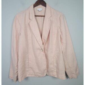 J.Jill Women’s L Petite Love Linen One Button Blazer Light Pink